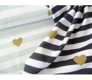 Jersey Lovely Stripes Herzen anthrazit oder mint